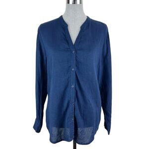 Soft Joie Linen‎ Gingham Blue  Button Down Casual Blouse